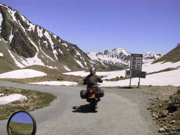 On a motorcycle in the Alps, border to France